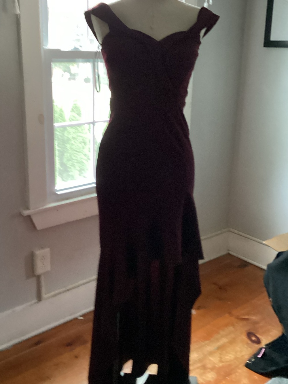 Speechless NWT Burgundy Off-Shoulder Evening Dress Stretchy comfy all night!